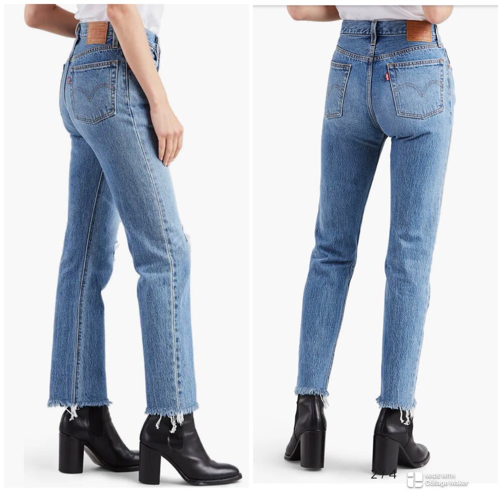 Levi’s 501 High Waist Frey Hem Skinny Jeans Women’s Size 29 x 28 NWT Distressed